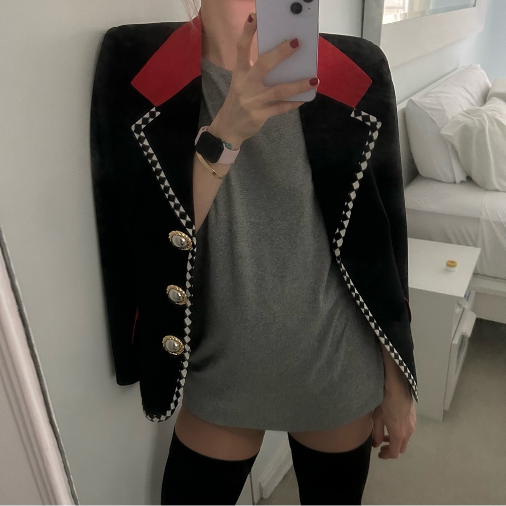 CAPRICCIO Red Black Vintage Blazer sz8 - Picture 3 of 8
